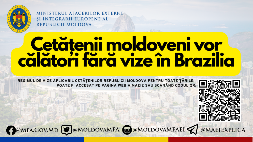 Vești bune: Moldovenii pot călători fără vize în Brazilia